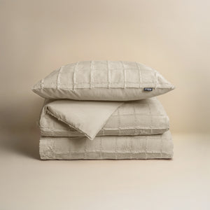 Faux Fur Check Beige
