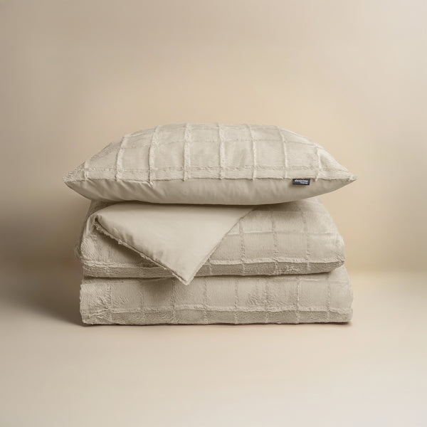 Faux Fur Check Beige
