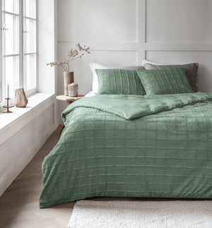 Faux Fur Check Donker Groen
