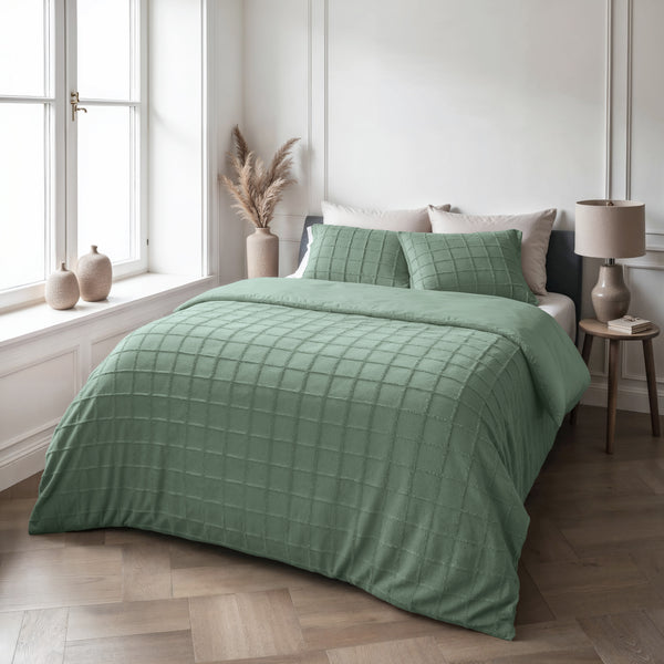 Faux Fur Check Donker Groen