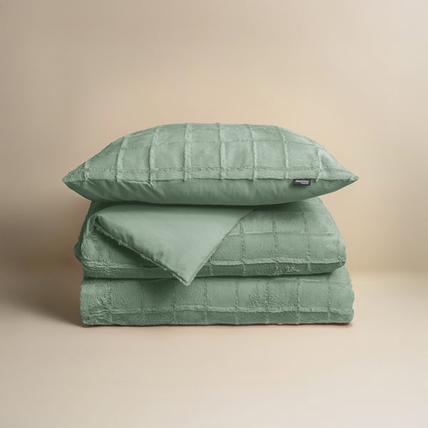Faux Fur Check Donker Groen