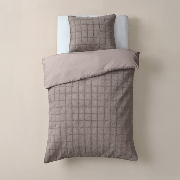 Faux Fur Check Taupe
