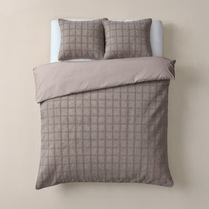 Faux Fur Check Taupe