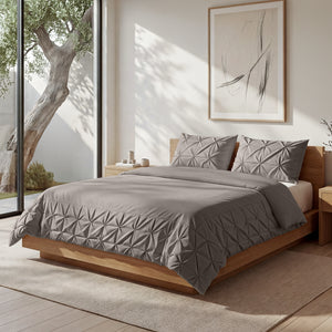 Bettwäsche - Border Pintuck Taupe/Grau