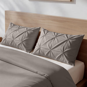 Bettwäsche - Border Pintuck Taupe/Grau