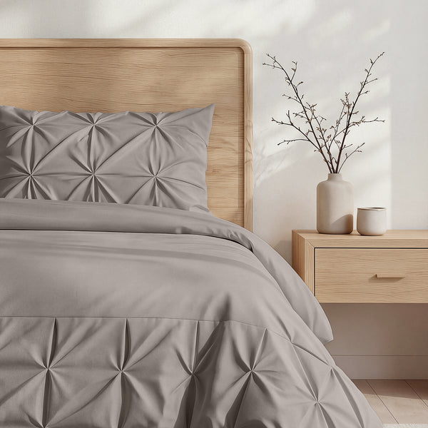 Bettwäsche - Border Pintuck Taupe/Grau