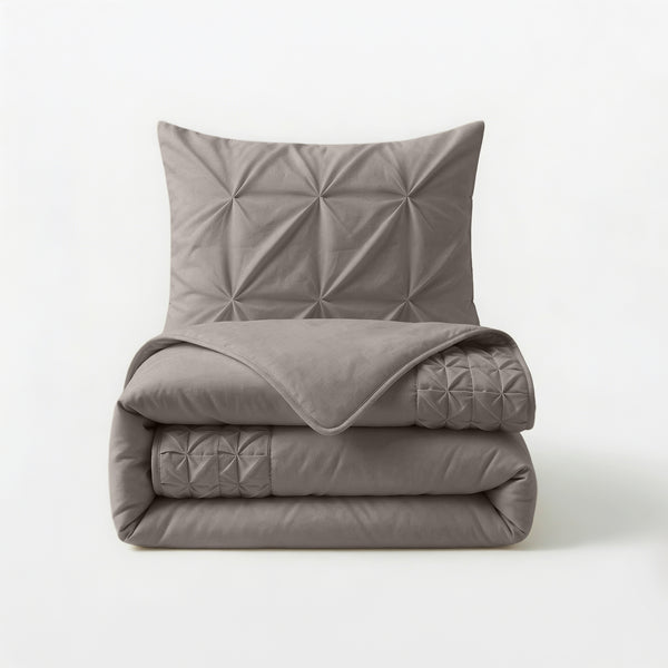 Bettwäsche - Border Pintuck Taupe/Grau