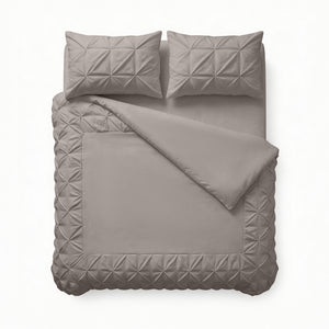 Bettwäsche - Border Pintuck Taupe/Grau