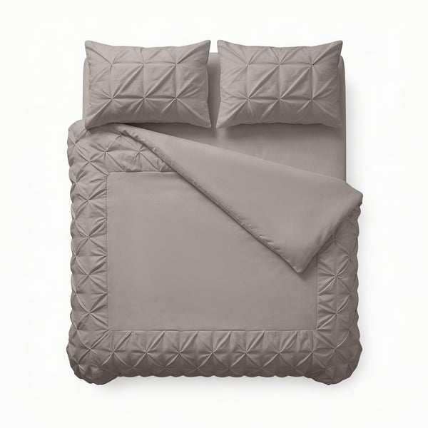 Bettwäsche - Border Pintuck Taupe/Grau