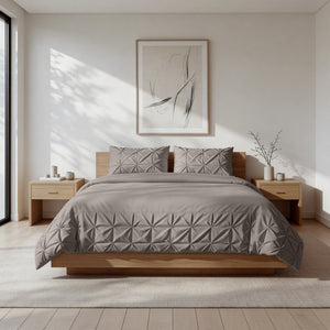 Bettwäsche - Border Pintuck Taupe/Grau