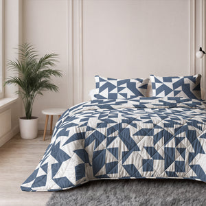 Dekbed Zonder Overtrek - Mado Blauw Met Kussenslopen