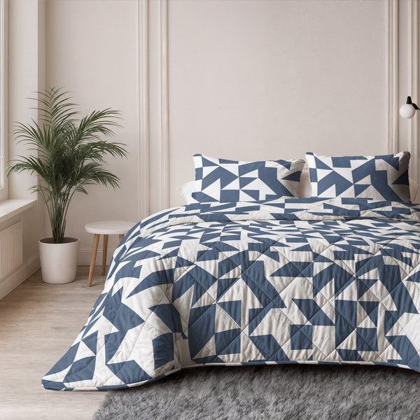 Dekbed Zonder Overtrek - Mado Blauw Met Kussenslopen