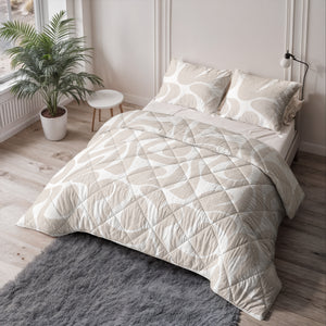 Dekbed Zonder Overtrek - Kello Taupe/Zand Met Kussenslopen