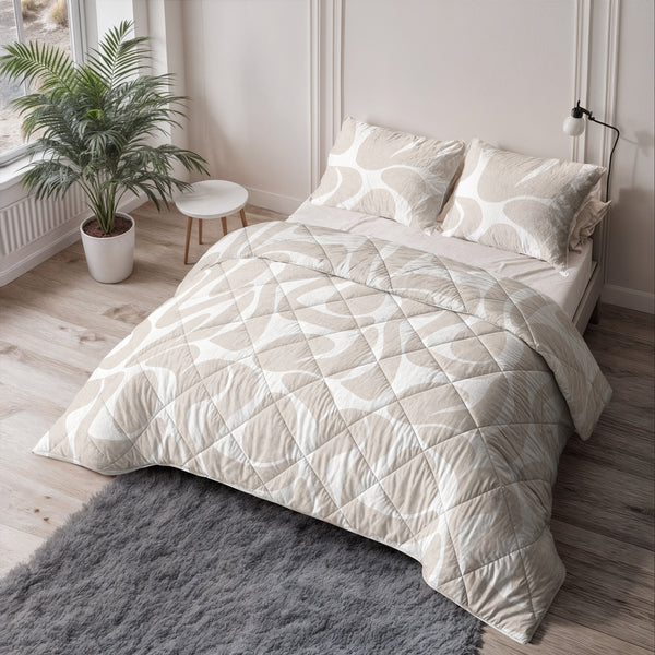 Dekbed Zonder Overtrek - Kello Taupe/Zand Met Kussenslopen