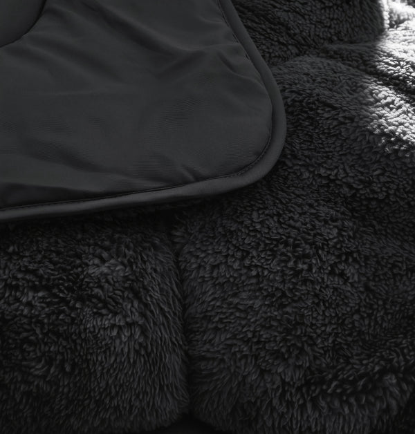 Dekbed Zonder Overtrek - Lazy Dekbed Teddy Zwart Met Kussenslopen