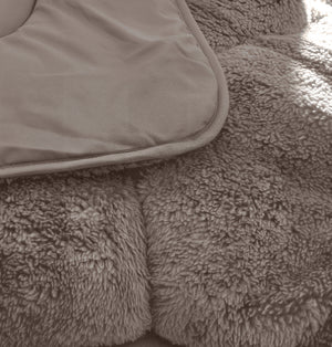 Dekbed Zonder Overtrek - Lazy Dekbed Teddy Taupe/Grijs Met Kussenslopen