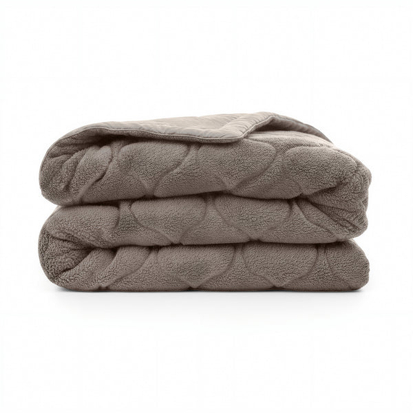 Dekbed Zonder Overtrek - Lazy Dekbed Teddy Taupe/Grijs Met Kussenslopen