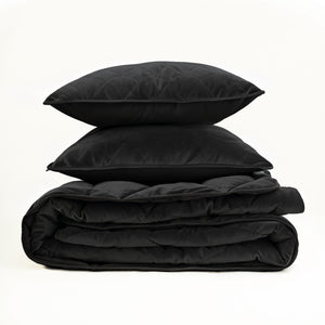 Dekbed Zonder Overtrek - Lazy Dekbed Velvet Zwart Met Kussenslopen
