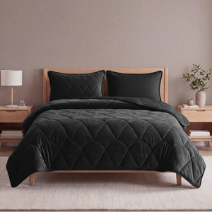 Dekbed Zonder Overtrek - Lazy Dekbed Velvet Zwart Met Kussenslopen