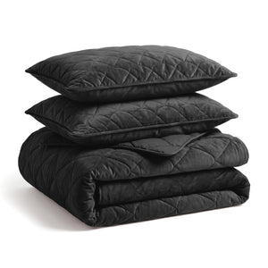 Dekbed Zonder Overtrek - Lazy Dekbed Velvet Zwart Met Kussenslopen