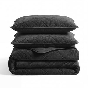 Dekbed Zonder Overtrek - Lazy Dekbed Velvet Zwart Met Kussenslopen