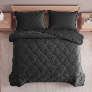 Dekbed Zonder Overtrek - Lazy Dekbed Velvet Zwart Met Kussenslopen