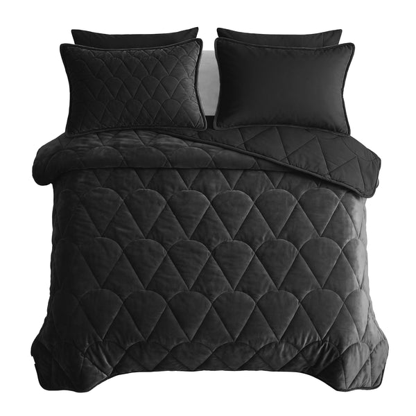Dekbed Zonder Overtrek - Lazy Dekbed Velvet Zwart Met Kussenslopen
