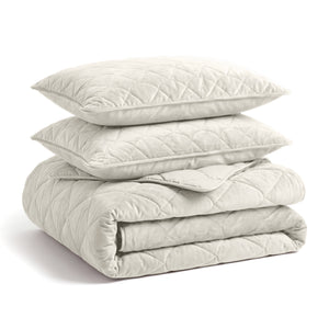 Dekbed Zonder Overtrek - Lazy Dekbed Velvet Taupe/Grijs Met Kussenslopen