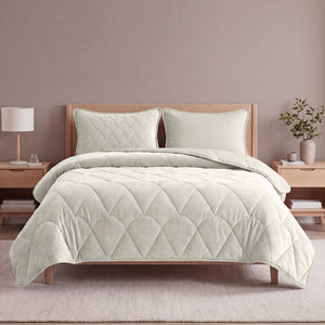 Dekbed Zonder Overtrek - Lazy Dekbed Velvet Taupe/Grijs Met Kussenslopen