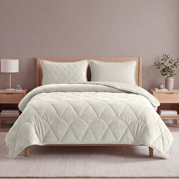 Dekbed Zonder Overtrek - Lazy Dekbed Velvet Taupe/Grijs Met Kussenslopen