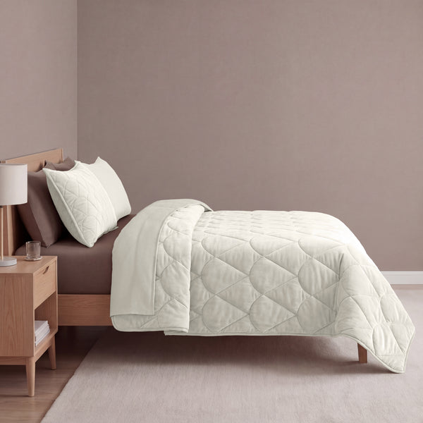 Dekbed Zonder Overtrek - Lazy Dekbed Velvet Beige Met Kussenslopen