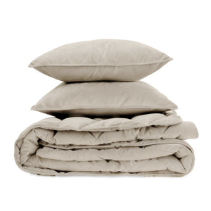 Dekbed Zonder Overtrek - Lazy Dekbed Velvet Taupe/Grijs Met Kussenslopen