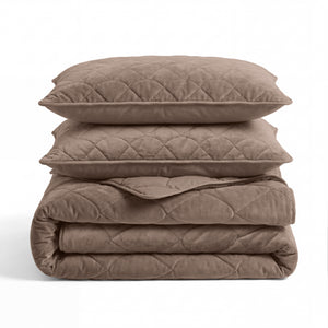 Dekbed Zonder Overtrek - Lazy Dekbed Velvet Taupe/Bruin Met Kussenslopen