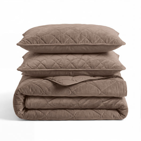 Dekbed Zonder Overtrek - Lazy Dekbed Velvet Taupe/Bruin Met Kussenslopen