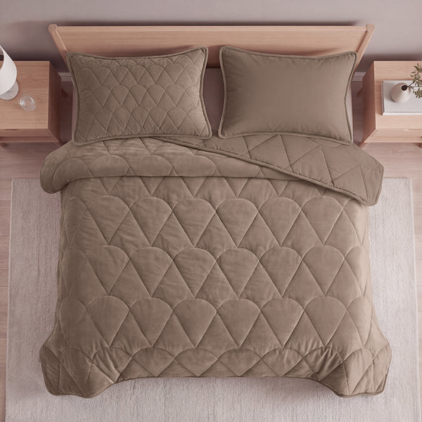 Dekbed Zonder Overtrek - Lazy Dekbed Velvet Taupe/Bruin Met Kussenslopen