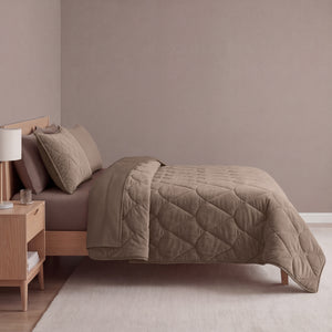 Dekbed Zonder Overtrek - Lazy Dekbed Velvet Taupe/Bruin Met Kussenslopen