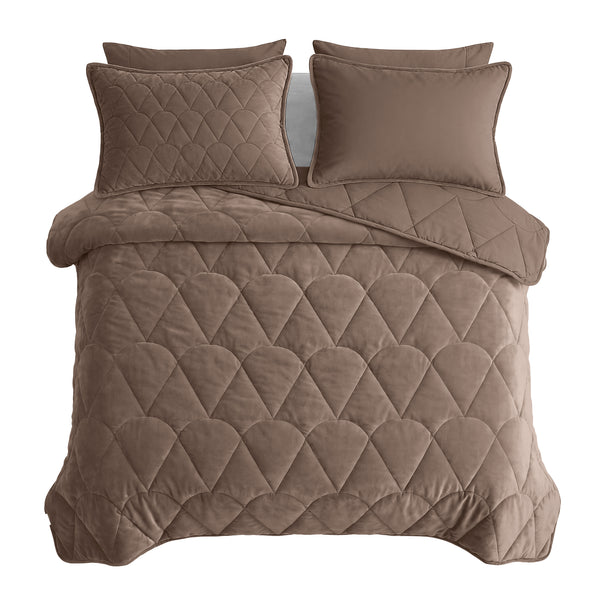 Dekbed Zonder Overtrek - Lazy Dekbed Velvet Taupe/Bruin Met Kussenslopen