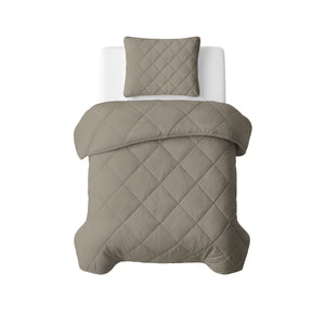 Lileo Lazy Dekbed Uni Taupe/Grijs Met Kussenslopen
