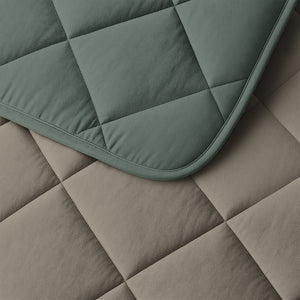 Lazy Dekbed Uni Groen/Taupe Grijs Met Kussenslopen