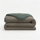 Bettdecke ohne Bezug – Lazy Duvet Uni Grün/Taupe Grau mit Kissenbezügen
