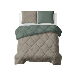 Lazy Dekbed Uni Groen/Taupe Grijs Met Kussenslopen