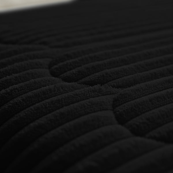 Dekbed Zonder Overtrek - Lazy Dekbed Rib Premium Zwart Met Kussenslopen
