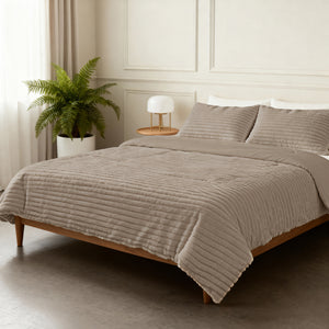 Bettdecke ohne Bezug - Lazy Duvet Rib Premium Taupe mit Kissenbezügen