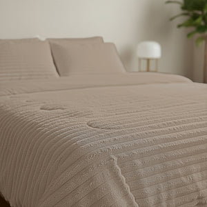 Bettdecke ohne Bezug - Lazy Duvet Rib Premium Taupe mit Kissenbezügen
