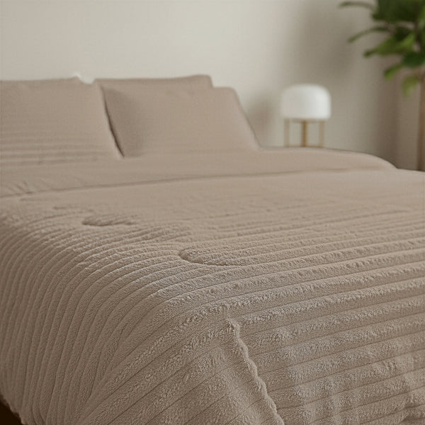 Bettdecke ohne Bezug - Lazy Duvet Rib Premium Taupe mit Kissenbezügen