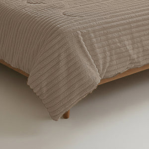 Bettdecke ohne Bezug - Lazy Duvet Rib Premium Taupe mit Kissenbezügen