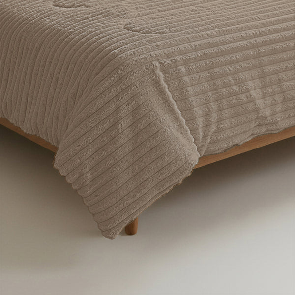 Bettdecke ohne Bezug - Lazy Duvet Rib Premium Taupe mit Kissenbezügen