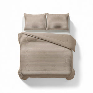 Bettdecke ohne Bezug - Lazy Duvet Rib Premium Taupe mit Kissenbezügen