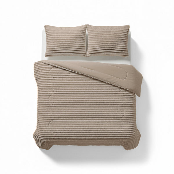 Bettdecke ohne Bezug - Lazy Duvet Rib Premium Taupe mit Kissenbezügen