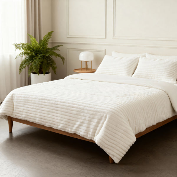 Dekbed Zonder Overtrek - Lazy Dekbed Rib Premium Beige Met Kussenslopen